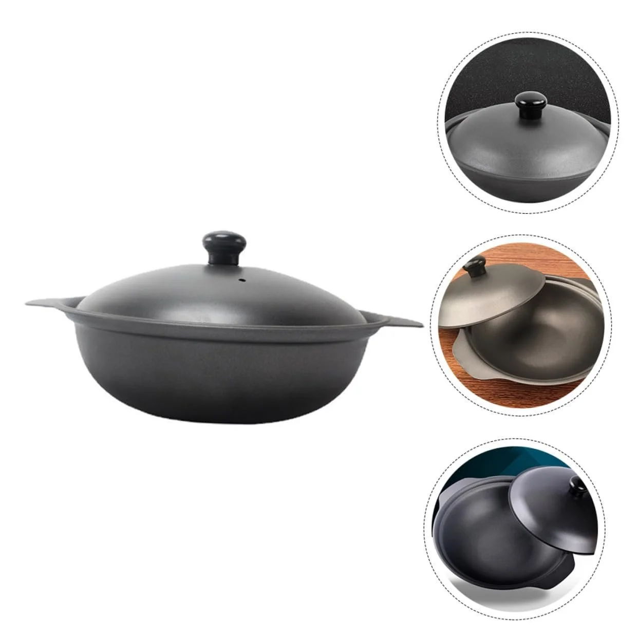 Кастрюля для риса Homoyoyo чугунная с крышкой термостойкая антипригарная, фото №6