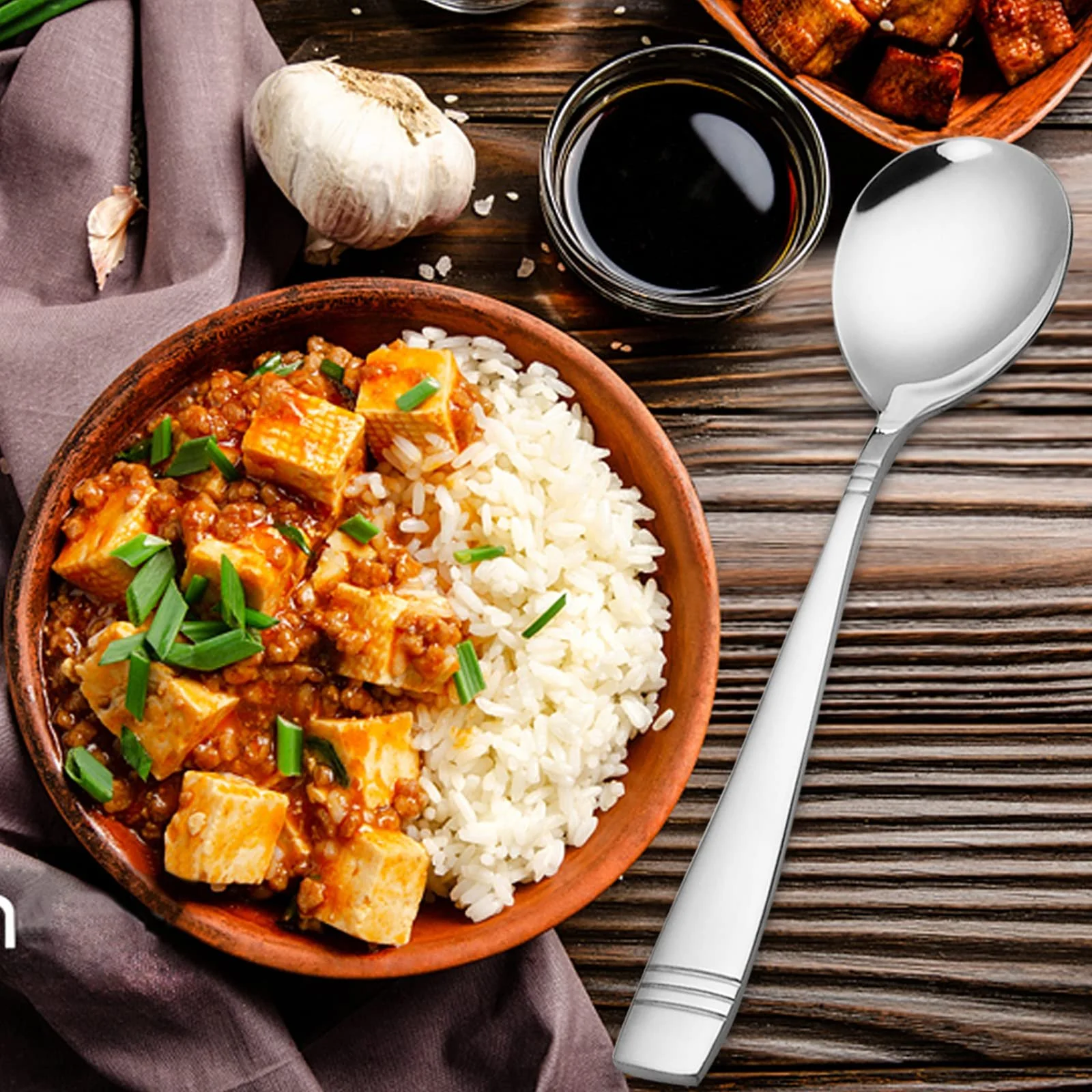 Ложка для Сервірування з нержавіючої сталі, велика, набір 6 штук, фото №7