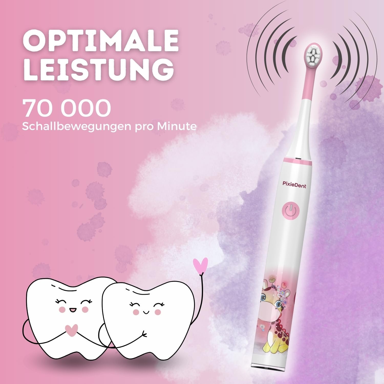 Дитяча звукова зубна щітка PixieDent Sweet Giraffe 2 режими Таймер Soft Bristles, фото №3