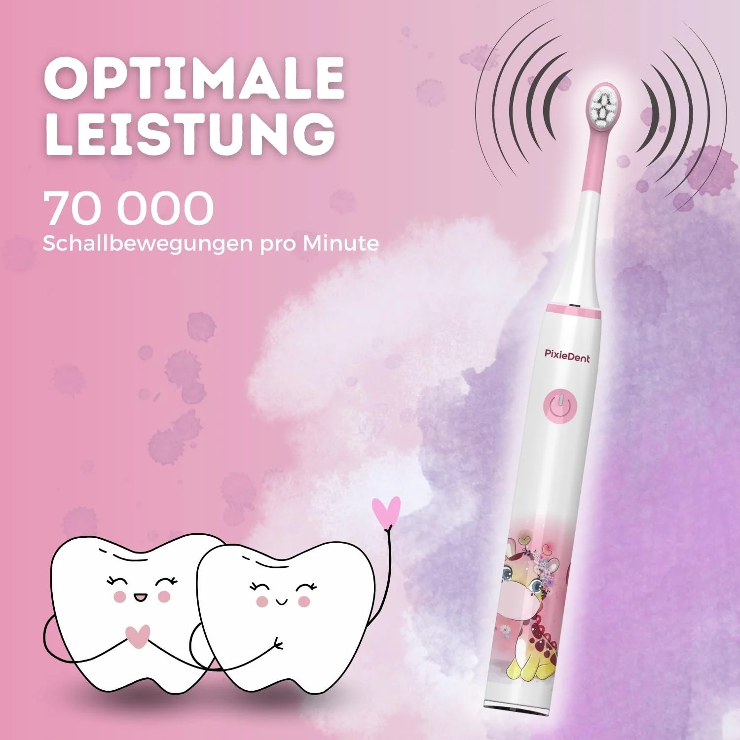 Детская звуковая зубная щетка PixieDent Sweet Giraffe 2 режима Таймер Soft Bristles, фото №3