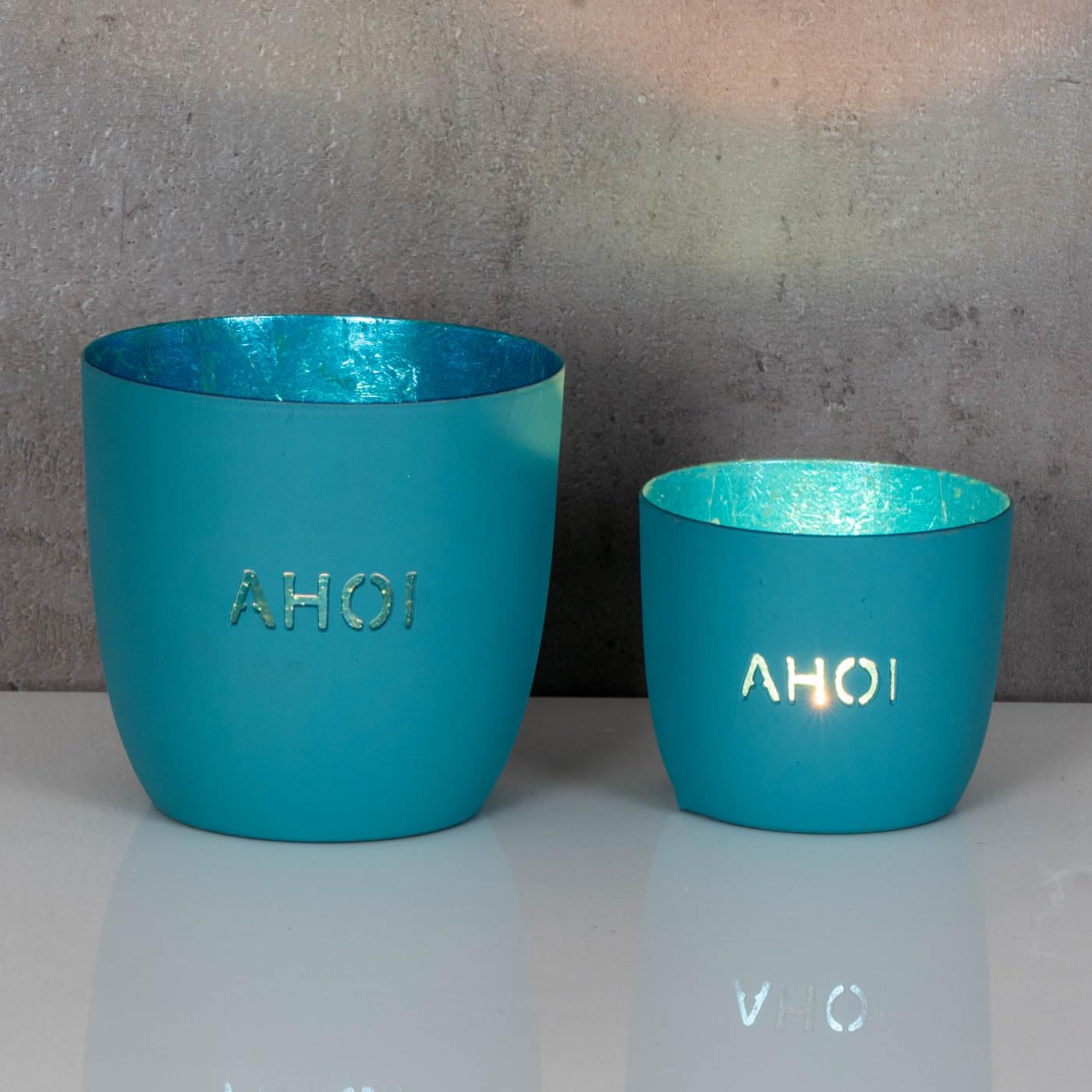 Набір Ахой Ліхтарик Металевий Блакитний свічник 2 шт., фото №5