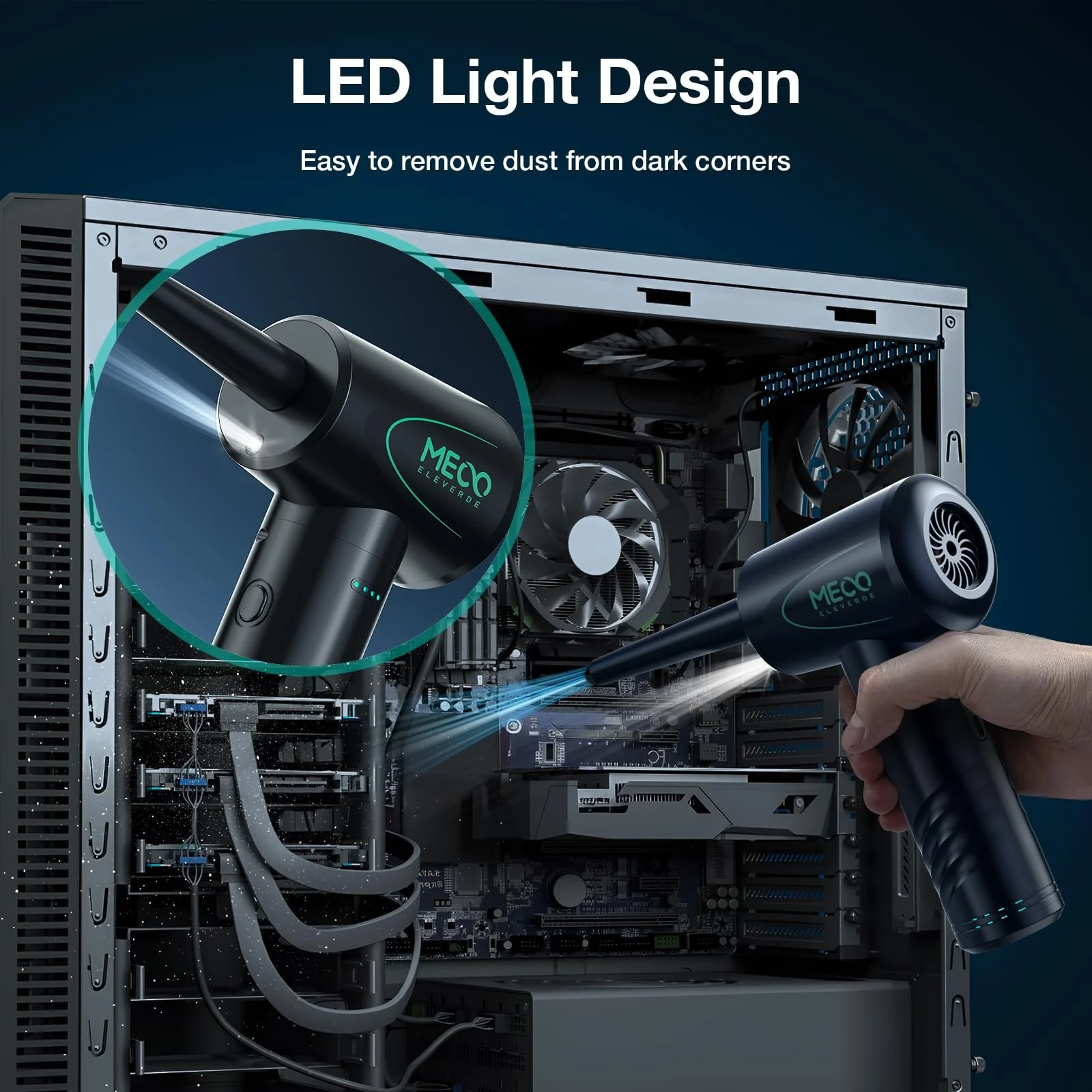 Електрична повітродувка MECO ELEVERDE 100000 RPM 7 кПа Акумуляторна USB-C, фото №5