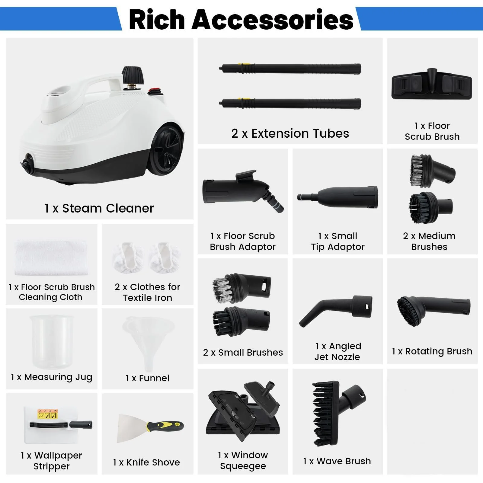 Пароочисник GOPLUS 2000 W 5 бар 1.8 л підлоговий та ручний, фото №4