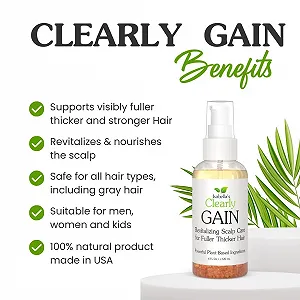 Сыворотка Clearly GAIN для роста и утолщения волос для мужчин и женщин, 100% натуральная сыворотка с касторовым маслом, маслом жожоба, шалфея мускатного, экстрактом крапивы, от выпадения волос, алопеции, истончения волос (120 мл) synthetic.ua - Фото 1