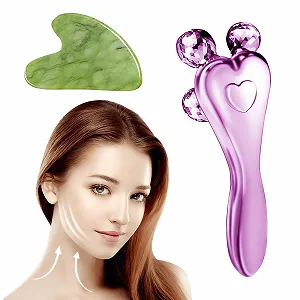 Масажер для обличчя MisFun, 3D-ролик, рожевий - Фото 1