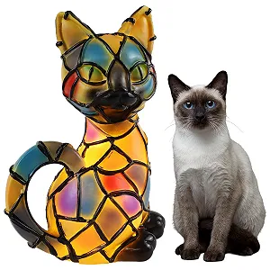 Настільна лампа Aohcae Mosaic Cat LED Tiffany полірезин USB 3D дизайн [Energy Class A] - Фото 1