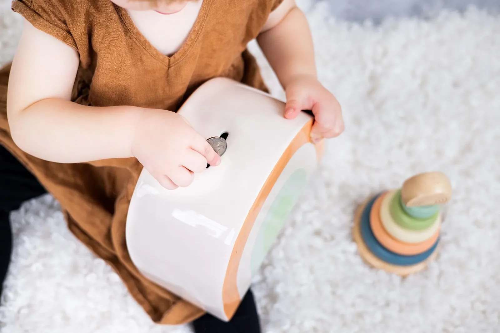 Скарбничка Pearhead Ceramic Rainbow керамічна Веселка пастельна, фото №4