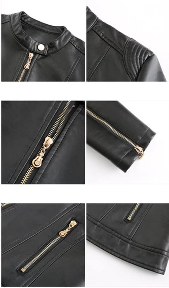 Шкіряна куртка Dissa Slim Short C258N для жінок, штучна шкіра, комір-стійка, мотоциклетна куртка на блискавці для весни та осені, фото №4 Шкіряна куртка Dissa Slim Short C258N для жінок, штучна шкіра, комір-стійка, мотоциклетна куртка на блискавці для весни та осені, фото №4