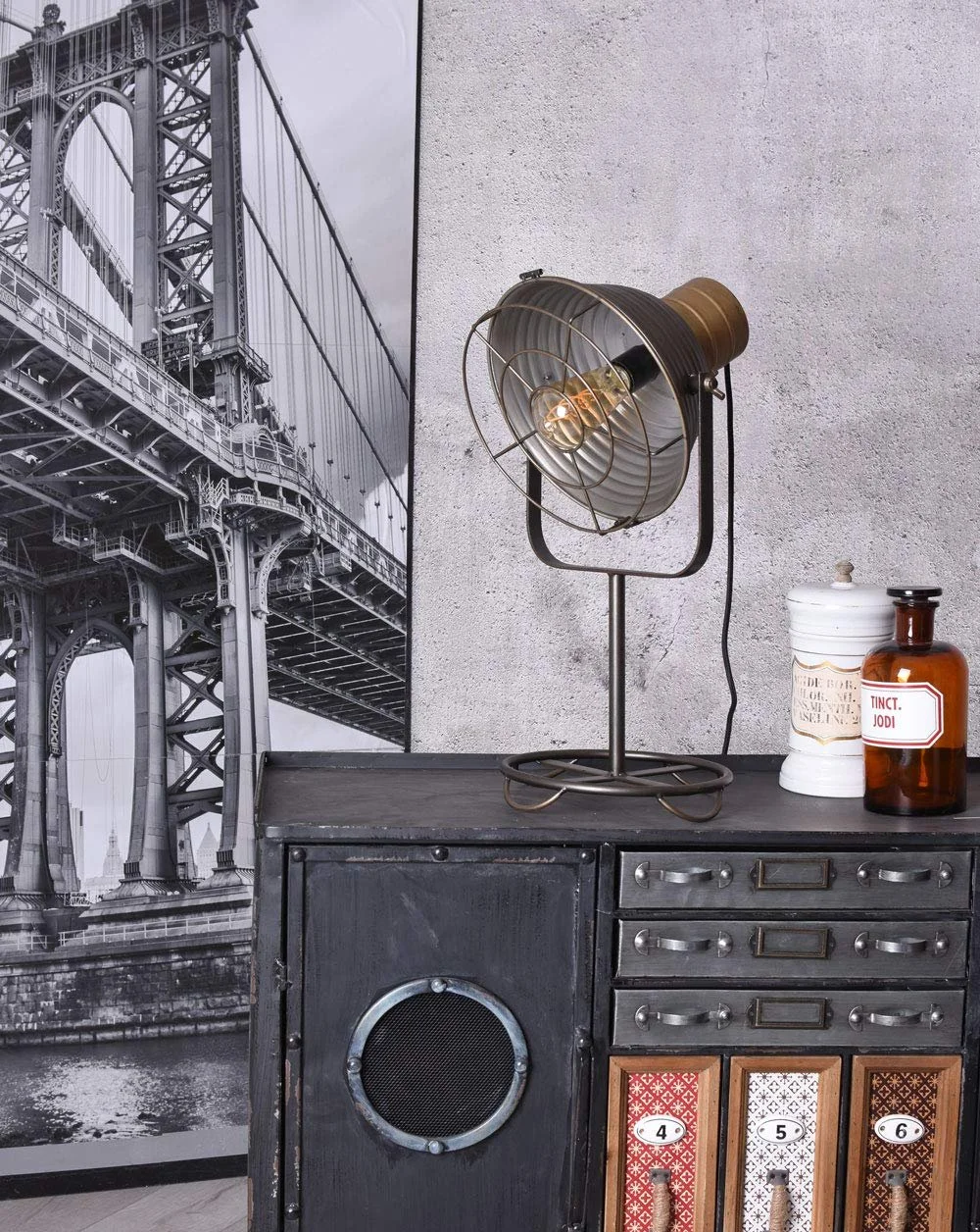 Настольная лампа Palazzo Bauhaus GMF004 Loft Industrial металлическая серая, фото №4