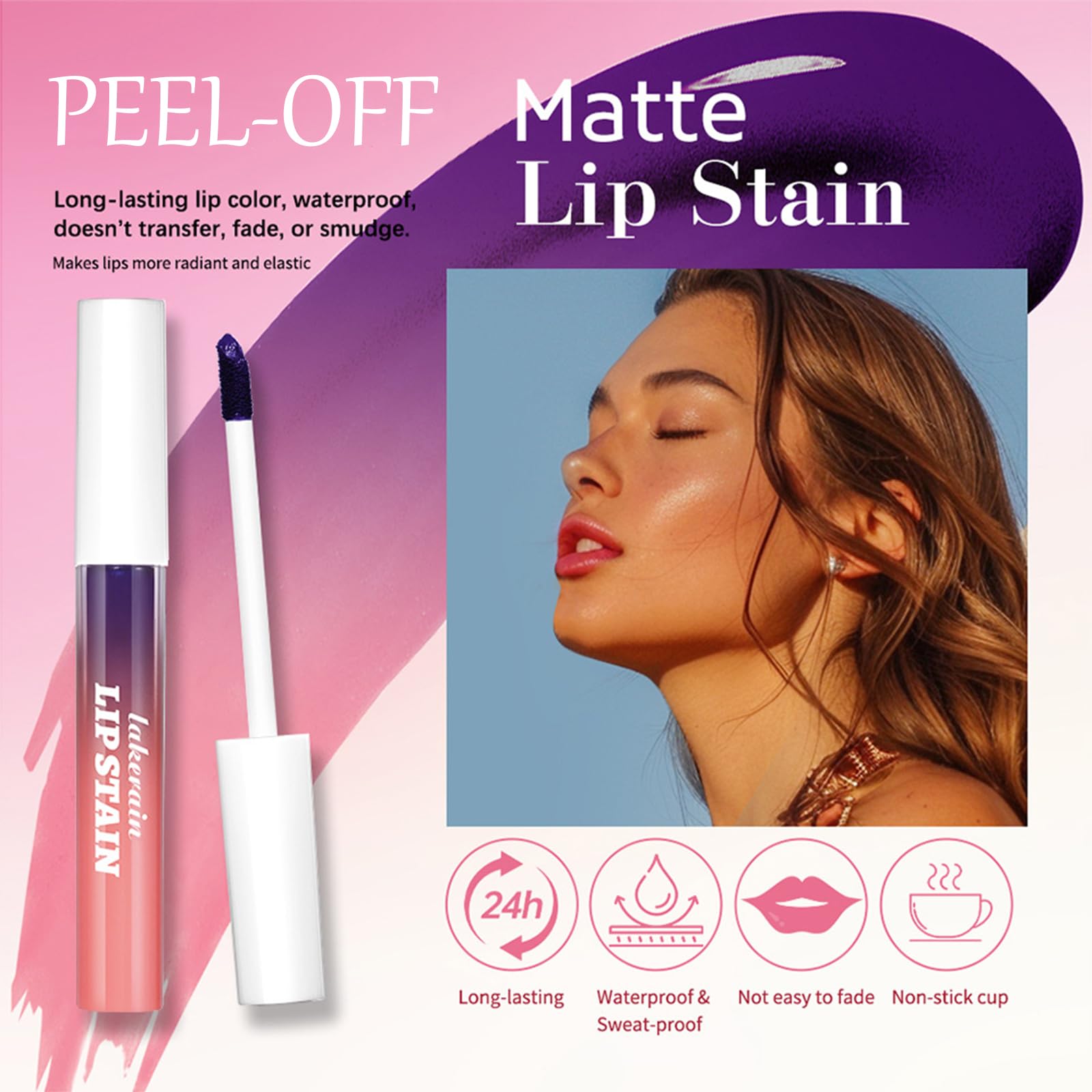 Блиск для губ Matt Lip Stain Peel Off Водостійка з гіалуроновою кислотою, фото №2
