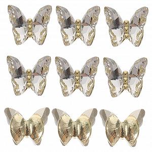 Украшение для ногтей Бабочка Стразы для ногтей Бабочки Наклейки для ногтей Самодельные украшения для ногтей 3D Бабочки Кристально-белый, 10 штук - Фото 1