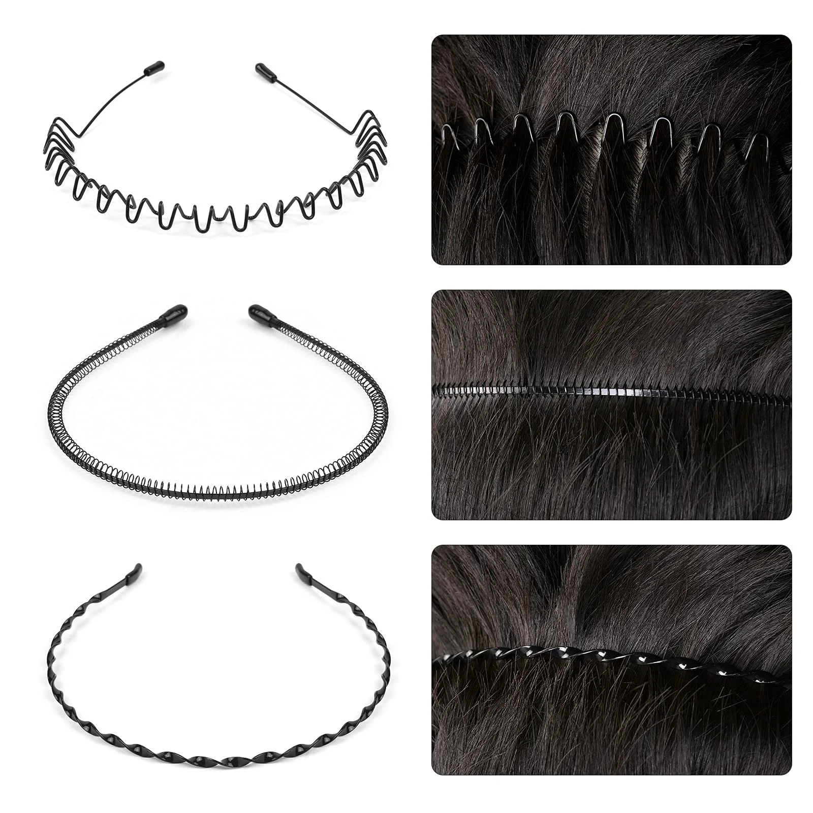 Обруч URAQT Металевий Унісекс Пружинна Хвилястий Чорний, фото №5 Обруч URAQT Металевий Унісекс Пружинна Хвилястий Чорний, фото №5