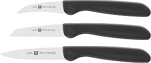Набір Ножів для Овочів Zwilling 38115001, 3 Предмети, Пластик, Чорний та Мусат, Хромований, Довжина: 23 см, Чорна Пластикова Ручка з Петлею для Підвішування synthetic.ua - Фото 1