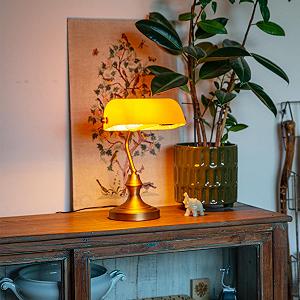 Настільна лампа Qazqa Classic I Antique Classic Notary E27 Бронза з коричневим склом - Фото 1