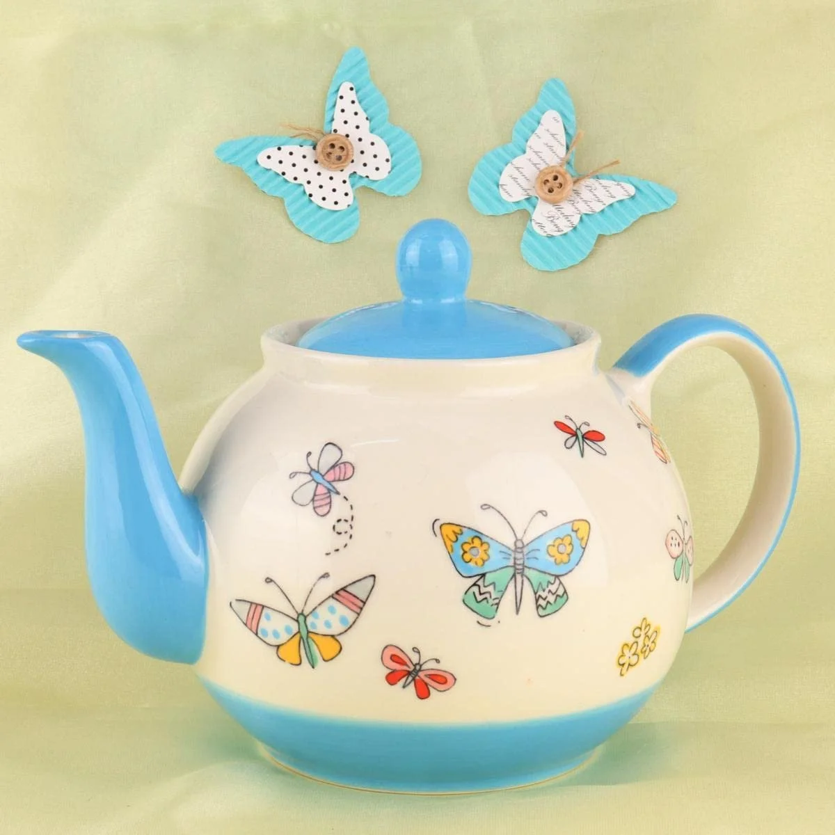 Чайник-заварник керамічний Mila Summer Beauty 1.2 літра з метеликами, фото №9