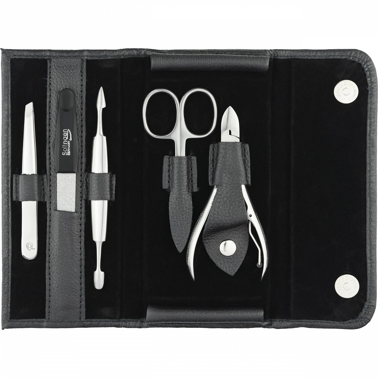 Набір для манікюру marQus Premium, 5 предметів, нержавіюча сталь, у чохлі зі справжньої шкіри, чорний, фото №2 Набір для манікюру marQus Premium, 5 предметів, нержавіюча сталь, у чохлі зі справжньої шкіри, чорний, фото №2