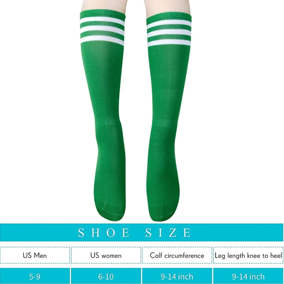 4 пари гольфів до коліна Розмір 6-11 Три смужки Шкарпетки для роликових ковзанів, фото №2