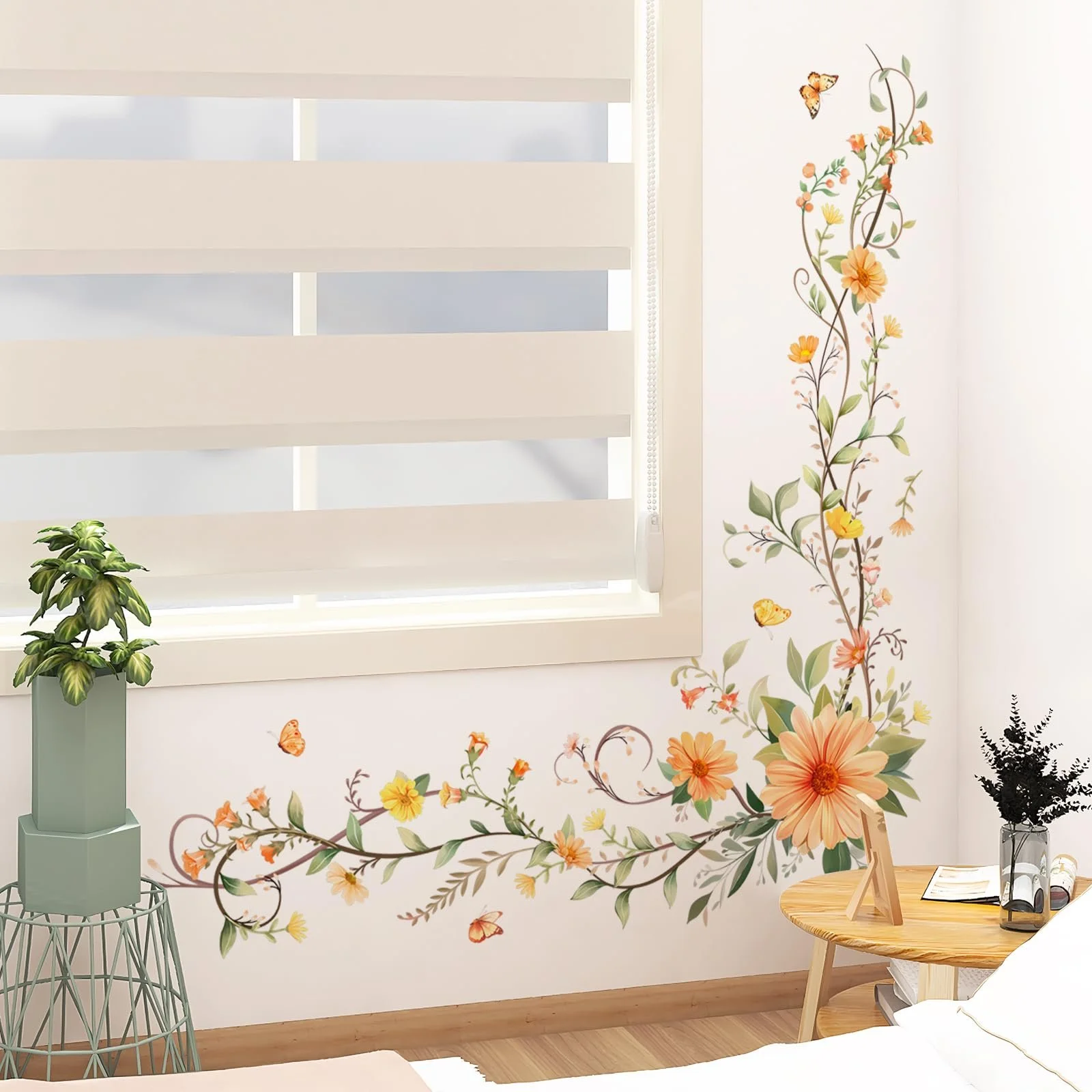 Наклейка на стіну Tanlaby Plants Flowers Рослини Квіти Ліана Ромашка Ретро 29 x 90 см, фото №1