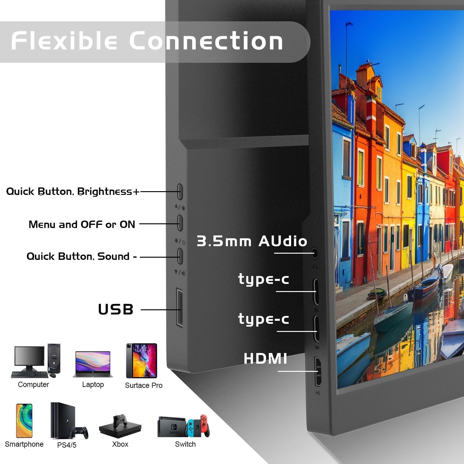 Портативний сенсорний монітор 14" Prechen HD-140 WUXGA IPS 60 Hz, фото №4