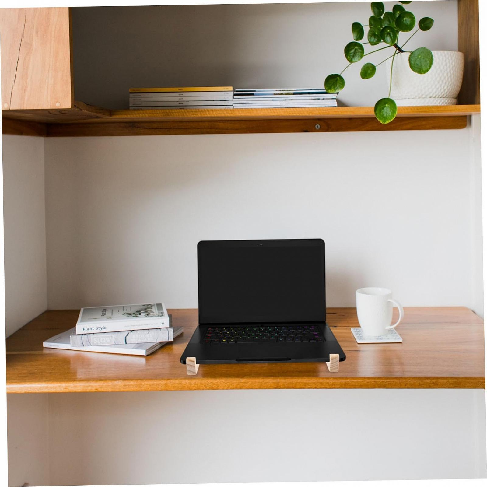 Подставка для ноутбука деревянная Operitacx эргономичная вертикальная для компьютера для охлаждения и защиты шеи, подходит для небольших устройств, фото №7