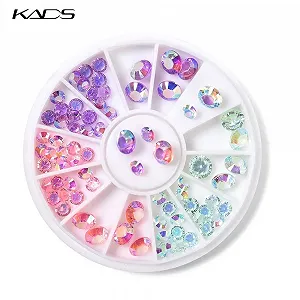 Стрази для нігтів Конус різнокольорові KADS рожеві, фіолетові, блакитні (2 рулони) synthetic.ua - Фото 1