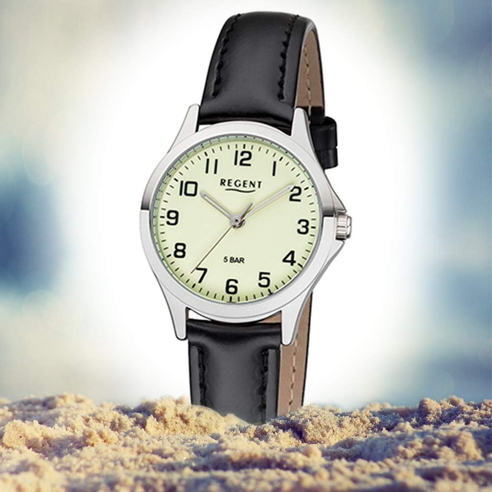 Женские аналоговые кварцевые часы Regent 12111164 с кожаным ремешком, черный ремешок, фото №4 Женские аналоговые кварцевые часы Regent 12111164 с кожаным ремешком, черный ремешок, фото №4