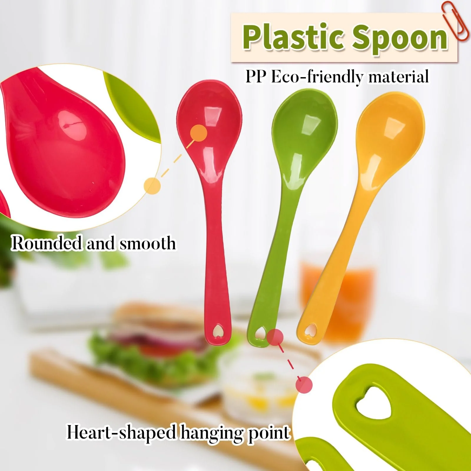 Ложка Пластиковая, Набор 24 шт, Маленькая, Прочная, Разноцветная, для Завтрака, Десертная, Кухонная, Чайная, Коктейльная, для Йогурта, фото №3