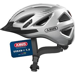 Шолом ABUS Urban-I 3.0 Signal Silver, XL, унісекс, міський, велосипедний, з заднім ліхтарем, козирком і магнітною застібкою - Фото 1
