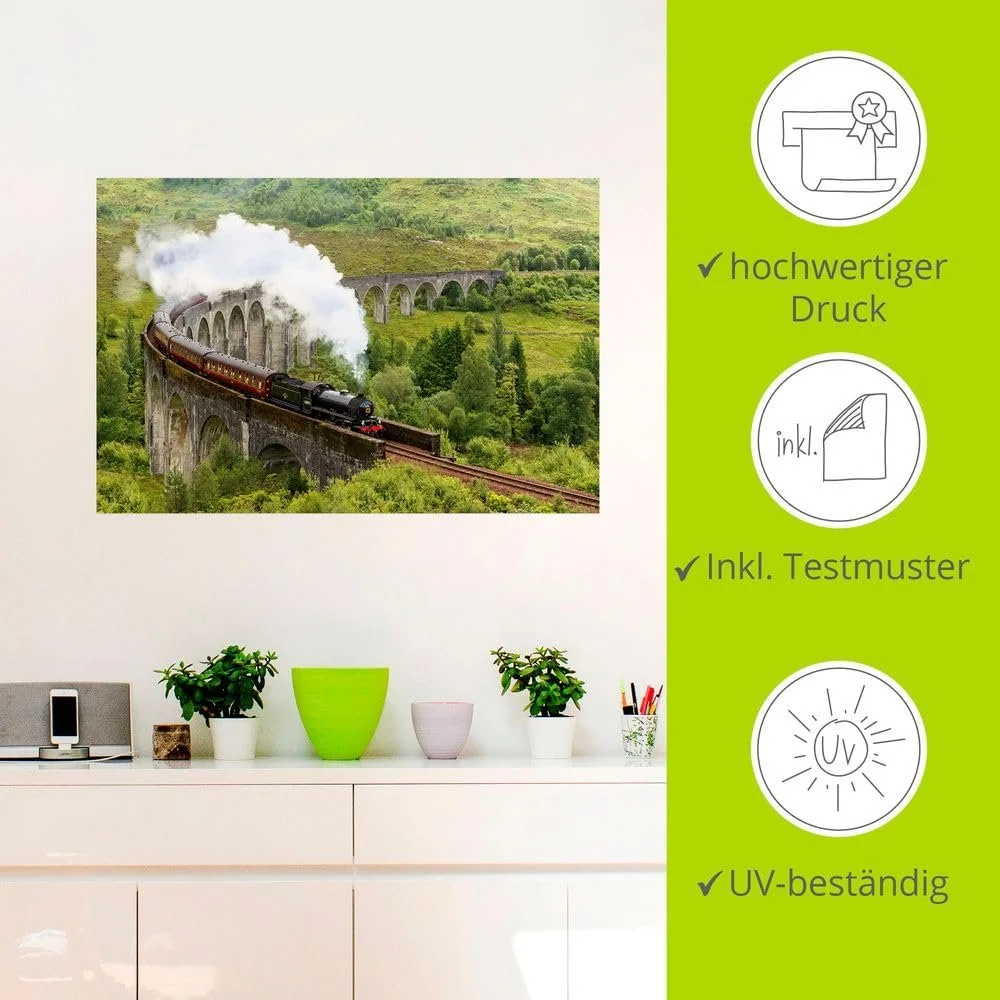 Наклейка на стіну ARTland Wall Decoration Historical Old Steam Train Railway Bridge Landscapes Idyll Scotland U5CN самоклейна вінілова плівка 60 x 40 см, фото №2