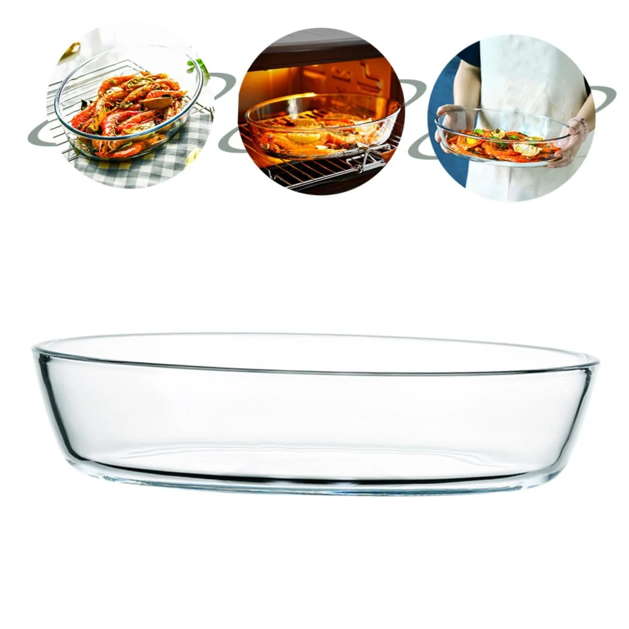 Форма для запікання для мікрохвильової печі термостійка овальна для духовки та посудомийної машини, фото №6