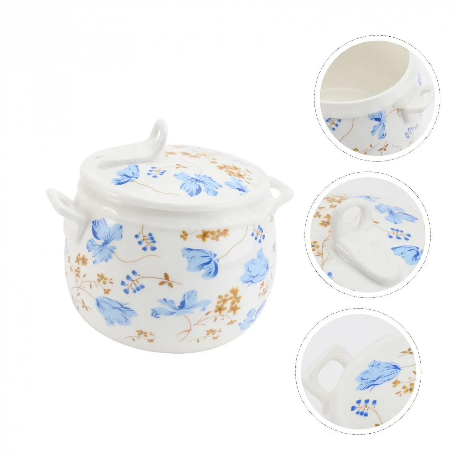 Кастрюля-жаровня керамическая Orchid Design с крышкой термостойкая с позолоченным узором, фото №5