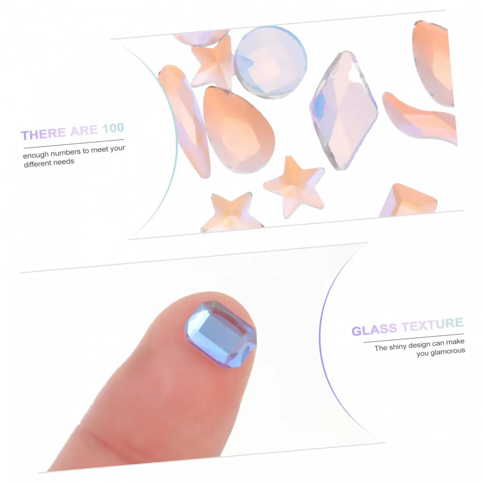 Насадка для дрели Beavorty Кристаллы AB Плоская задняя часть Кристаллы для ногтей Стразы для ногтей своими руками Стеклянные циркониевые аксессуары Фиолетовый цвет 3D 100 шт, фото №8