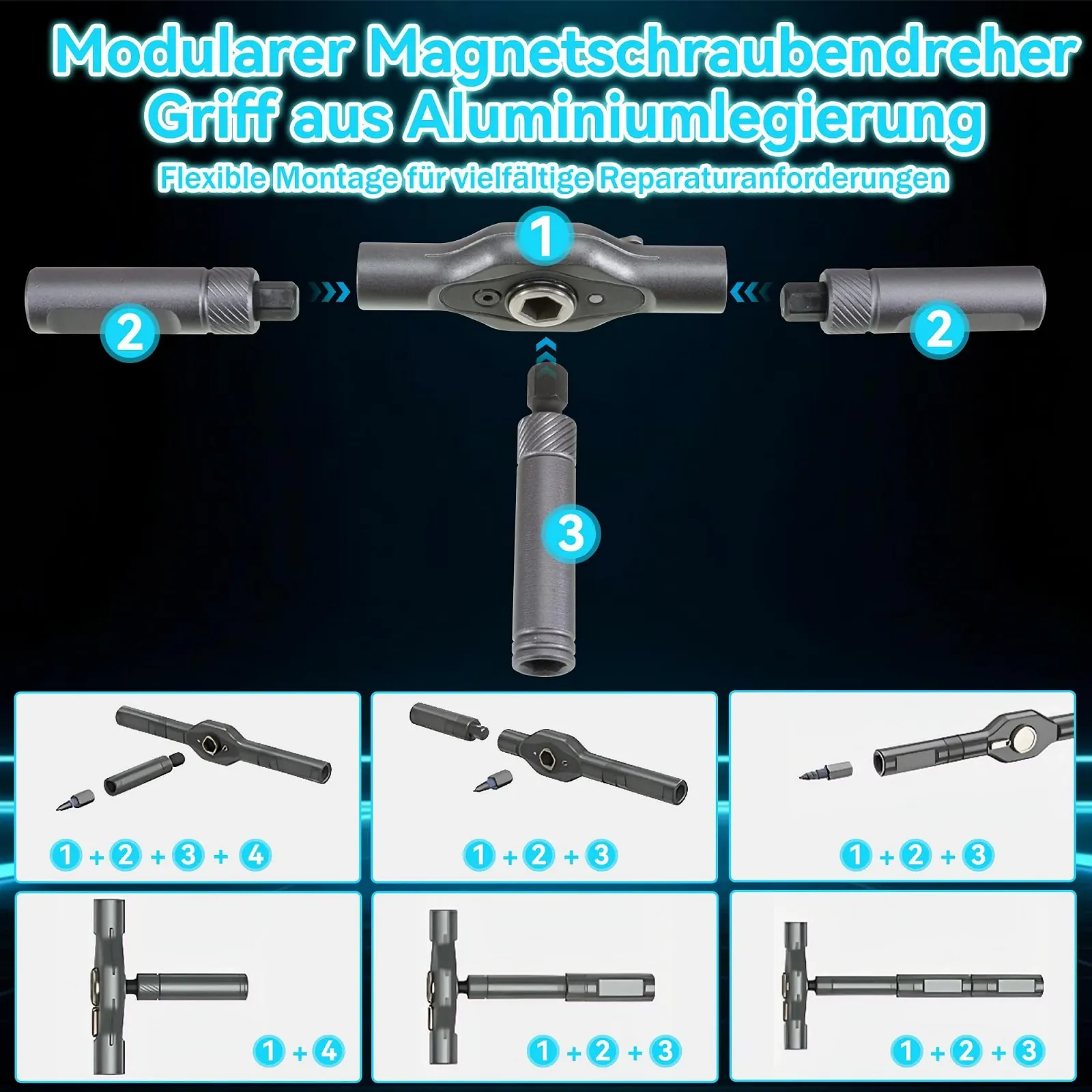 Набір магнітних реверсивних викруток 42-в-1 з Т-подібною ручкою та 40 бітами, фото №5
