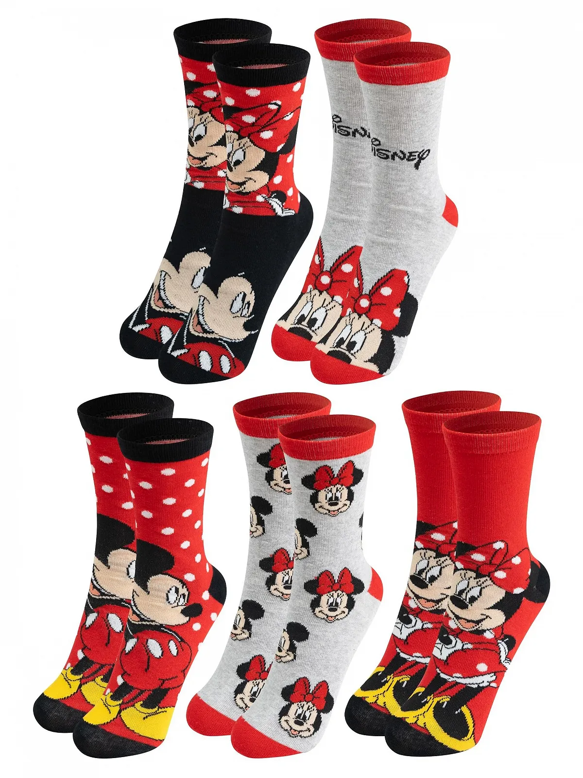 Шкарпетки United Labels Disney Minnie & Mickey Mouse 5 пар, червоні, 38-43, фото №1