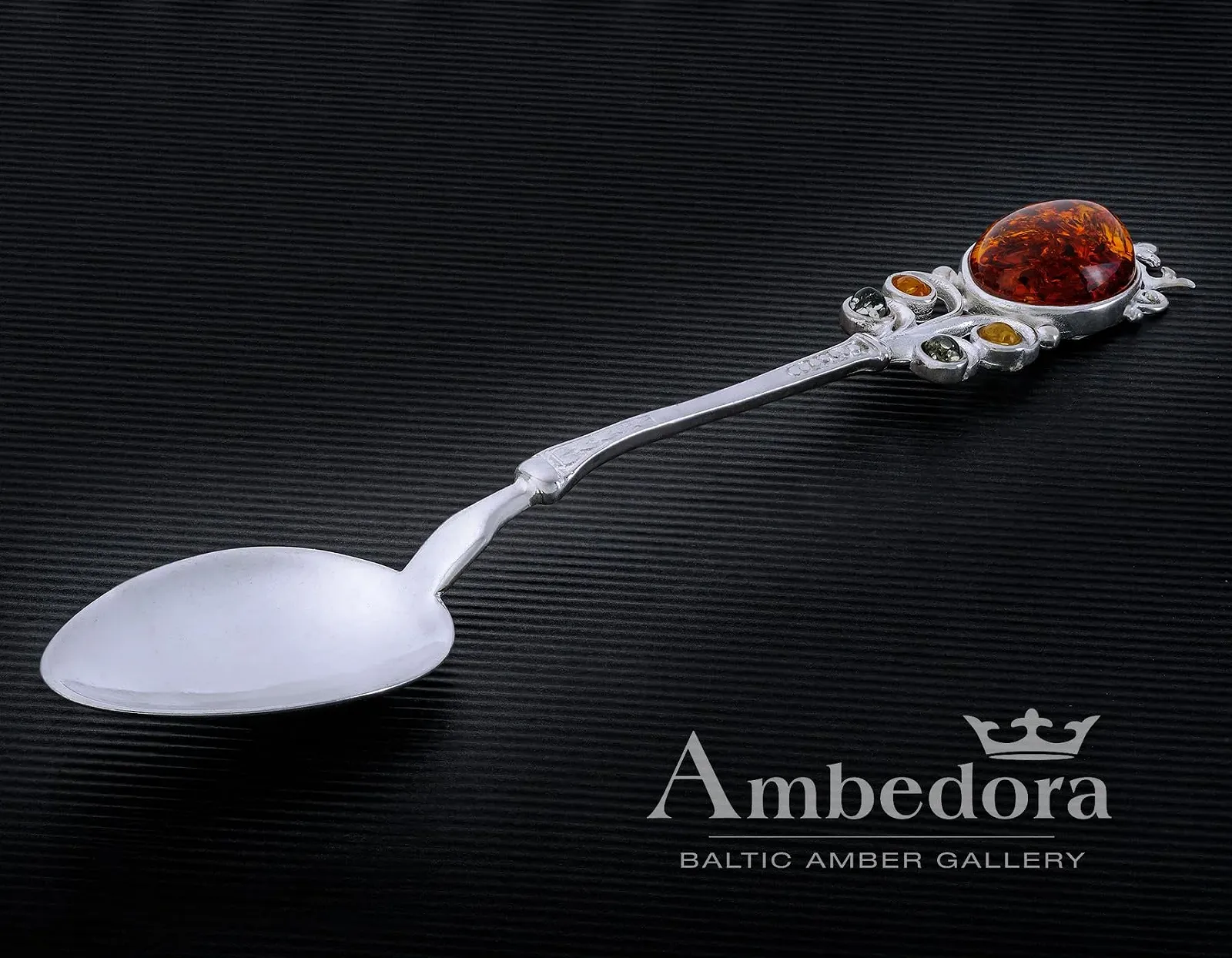 Срібна ложка Windsor з бурштином Стерлінгове срібло Блискучий, фото №3
