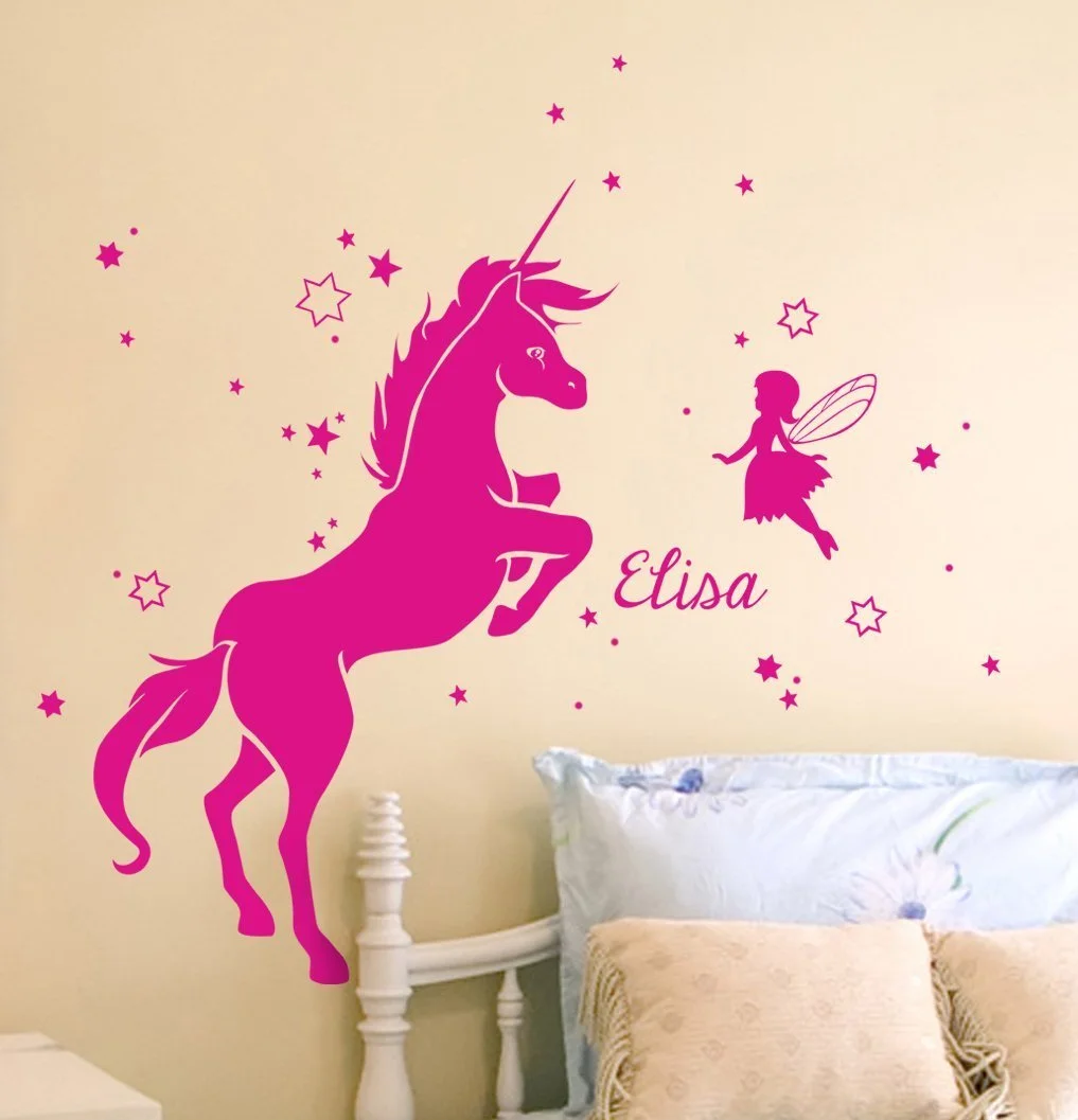 Наклейка на стіну M1530 Єдиноріг з феєю та ім'ям на вибір 53 x 80 см Фіолетова, фото №7 Наклейка на стіну M1530 Єдиноріг з феєю та ім'ям на вибір 53 x 80 см Фіолетова, фото №7
