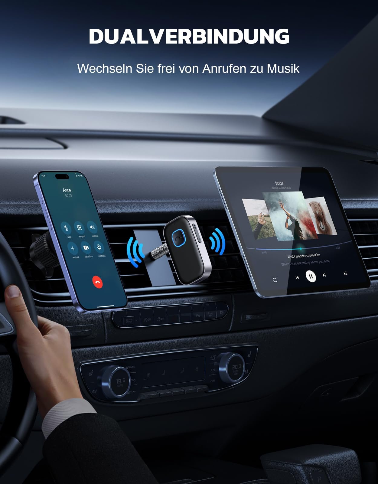 Адаптер Bluetooth 5.3 Glangeh, 3,5 мм Aux, с шумоподавлением, 16 часов в режиме ожидания, для автомобильной аудиосистемы, наушников, динамиков, стереоусилителей, фото №5