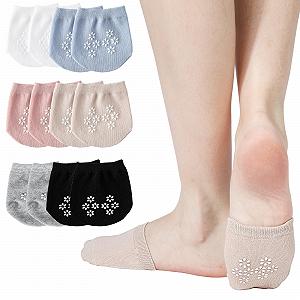Носки для пальцев ног Хлопковые для женщин, поглощающие пот, невидимые полуноски с нескользящим силиконом для мюли, босоножек и туфель на высоких каблуках, 6 шт - Фото 1