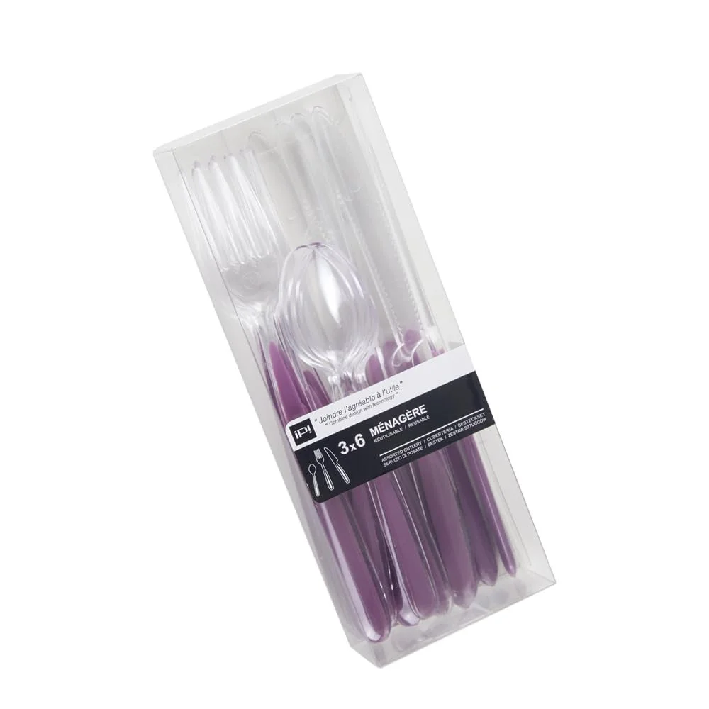 Набір столових приборів: 6 виделок, 6 ножів та 6 чайних ложок, фіолетовий, фото №1 Набір столових приборів: 6 виделок, 6 ножів та 6 чайних ложок, фіолетовий, фото №1