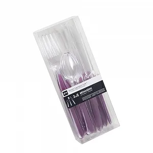 Купити Набір столових приборів: 6 виделок, 6 ножів та 6 чайних ложок, фіолетовий - Фото 1 Набір столових приборів: 6 виделок, 6 ножів та 6 чайних ложок, фіолетовий - Фото 1