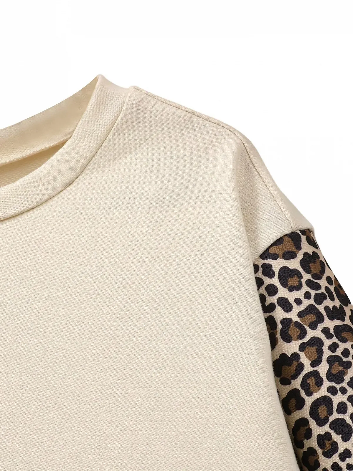 SweatyRocks Топ з довгими рукавами, вставками та леопардовим принтом для дівчат, повсякденний, з круглим вирізом, осінній, фото №4 SweatyRocks Топ з довгими рукавами, вставками та леопардовим принтом для дівчат, повсякденний, з круглим вирізом, осінній, фото №4