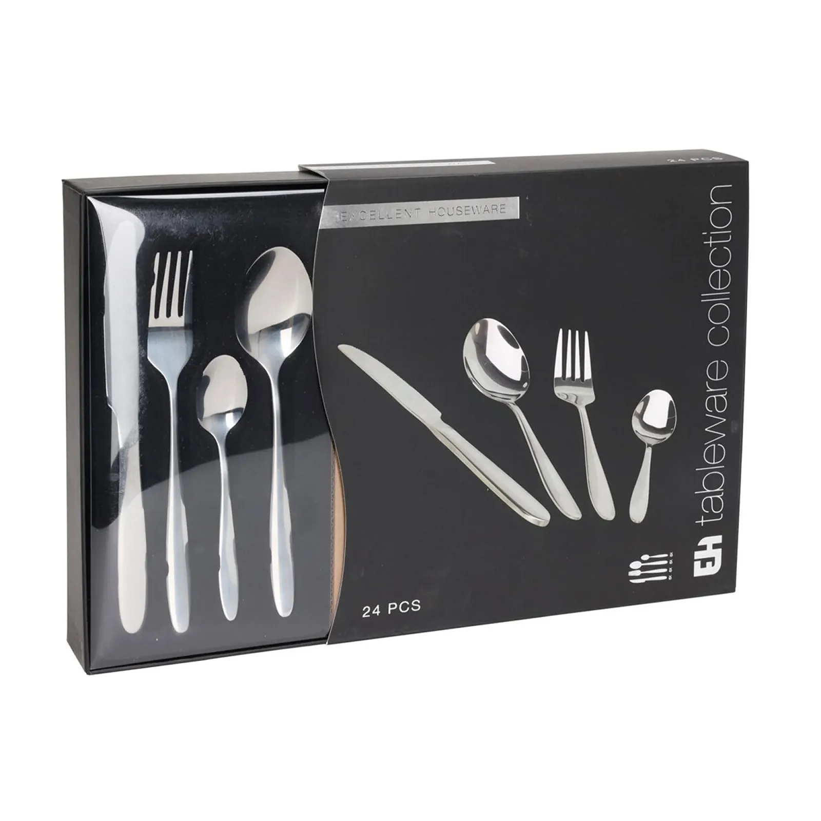 Набір столових приборів Well Home 24 предмети нержавіюча сталь срібне покриття, фото №6