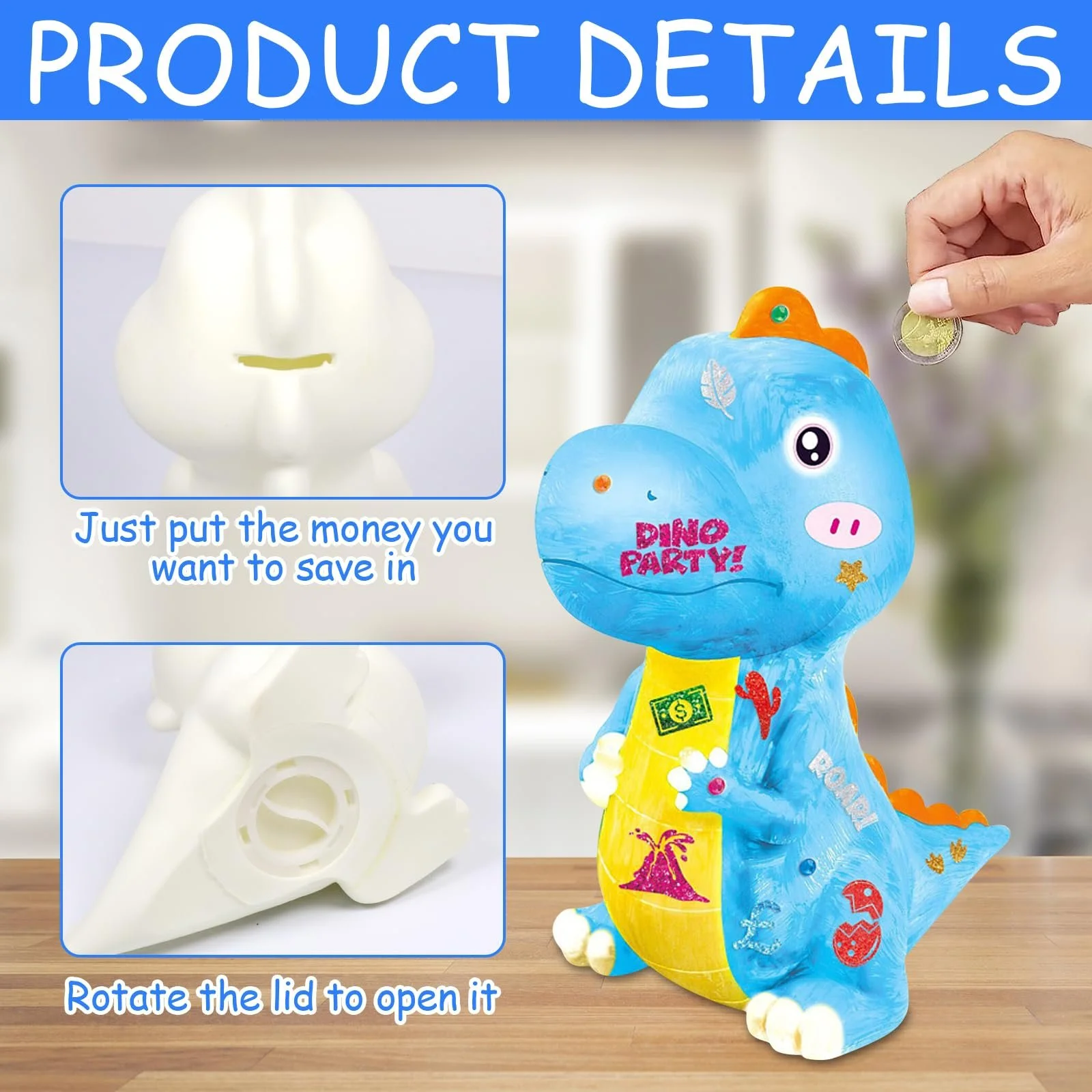 Скарбничка Динозавр DIY Набір для творчості, фото №3