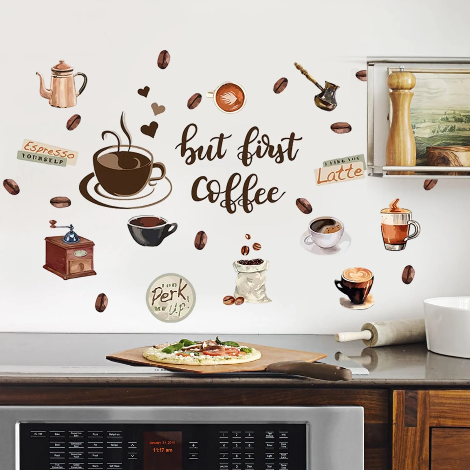 Настінні наклейки Кавові зерна 2 шт. Коричневий, фото №6