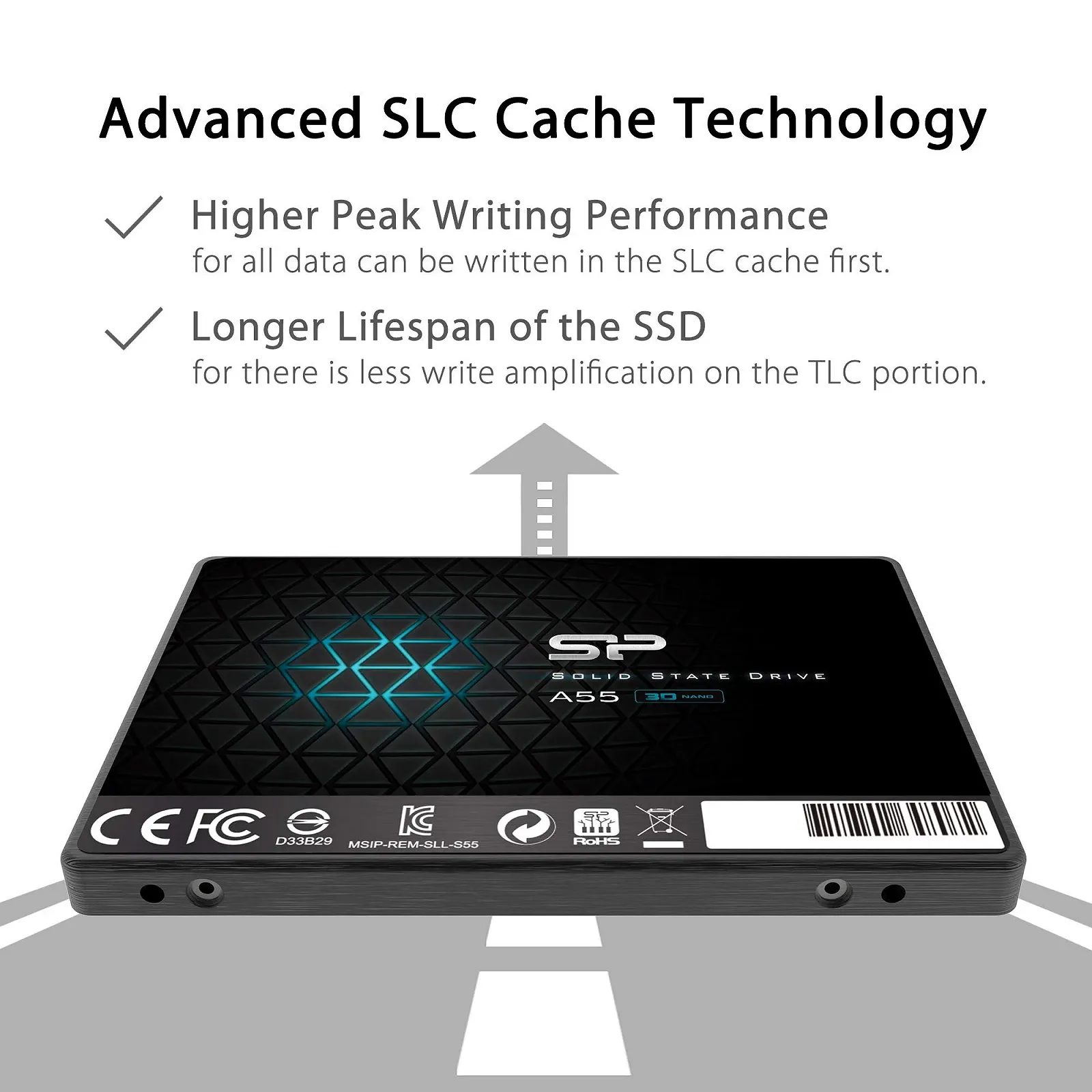 SSD Silicon Power A55 SP004TBSS3A55S25 4ТБ 3D NAND SLC Cache SATA III 2.5 дюйма 7 мм, фото №4 SSD Silicon Power A55 SP004TBSS3A55S25 4ТБ 3D NAND SLC Cache SATA III 2.5 дюйма 7 мм, фото №4