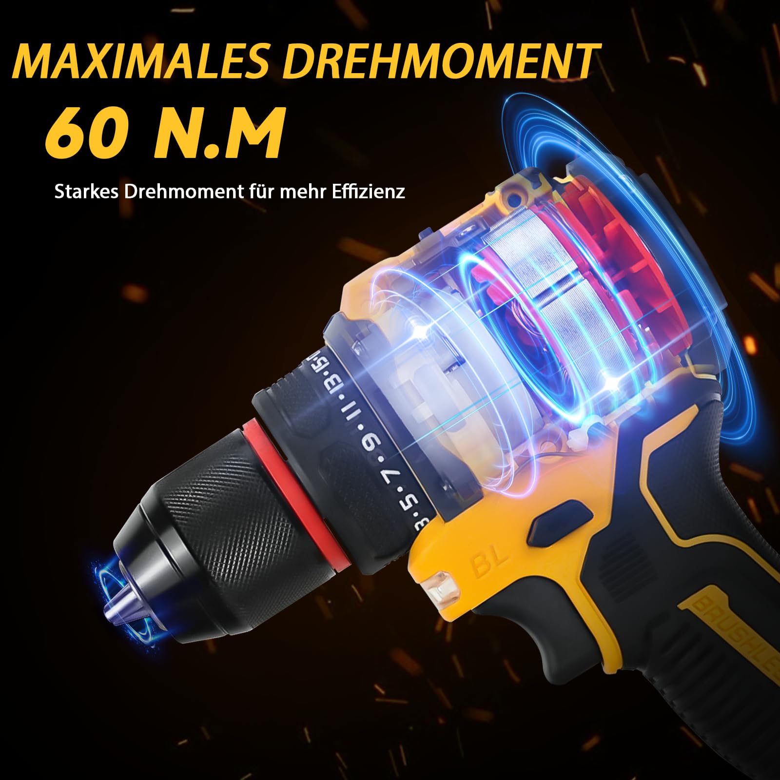 Безшнурова дриль Шурупокрут Dewalt 20V 25 + 1 Налаштування крутного моменту Макс. крутний момент 60N-м Світлодіодний робочий світильник, фото №5 Безшнурова дриль Шурупокрут Dewalt 20V 25 + 1 Налаштування крутного моменту Макс. крутний момент 60N-м Світлодіодний робочий світильник, фото №5