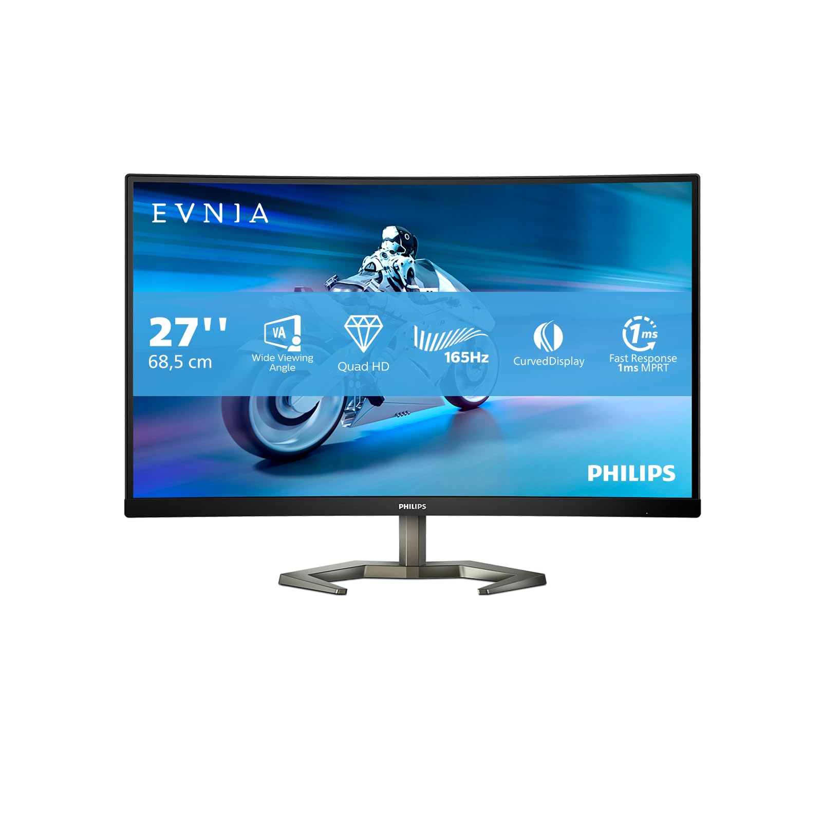 Монітор Philips Evnia 27M1C5500VL 27 дюймів QHD вигнутий ігровий чорний, фото №1