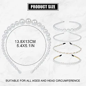 Жіночий обруч для волосся з перлинами, 4 штуки synthetic.ua - Фото 1