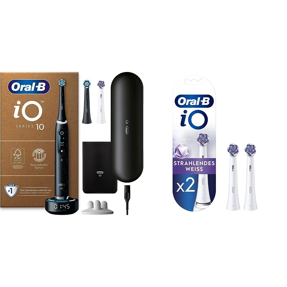 Электрическая зубная щетка Oral-B iO Series 10 Plus Edition и сменные насадки iO Bright White для электрической зубной щетки, 2 шт. в упаковке, фото №1