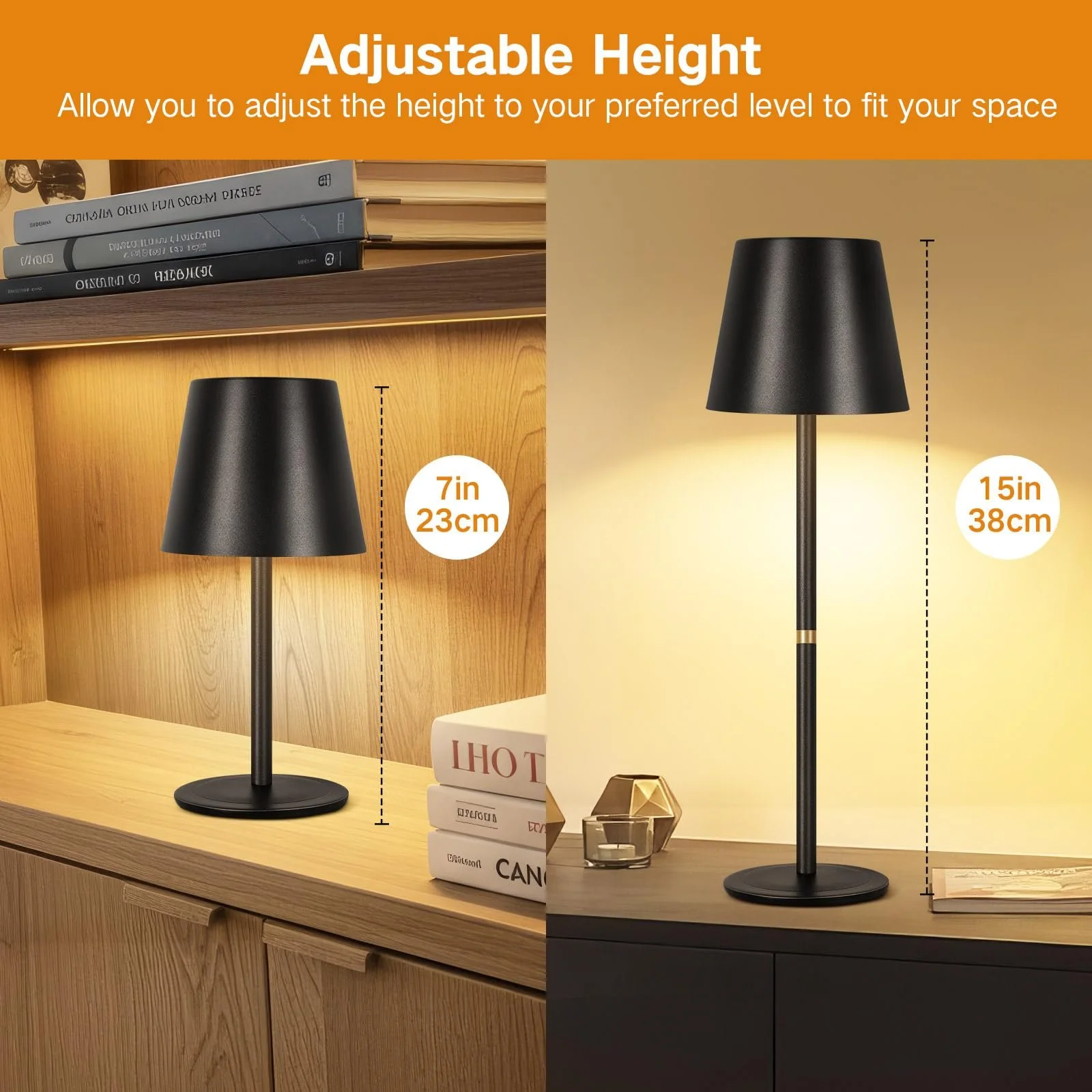 Настільна лампа LED OUTON Бездротова Акумуляторна Сенсорна 3 колірні температури 4000 mAh USB-C IP54 Набір з 2 шт., фото №7